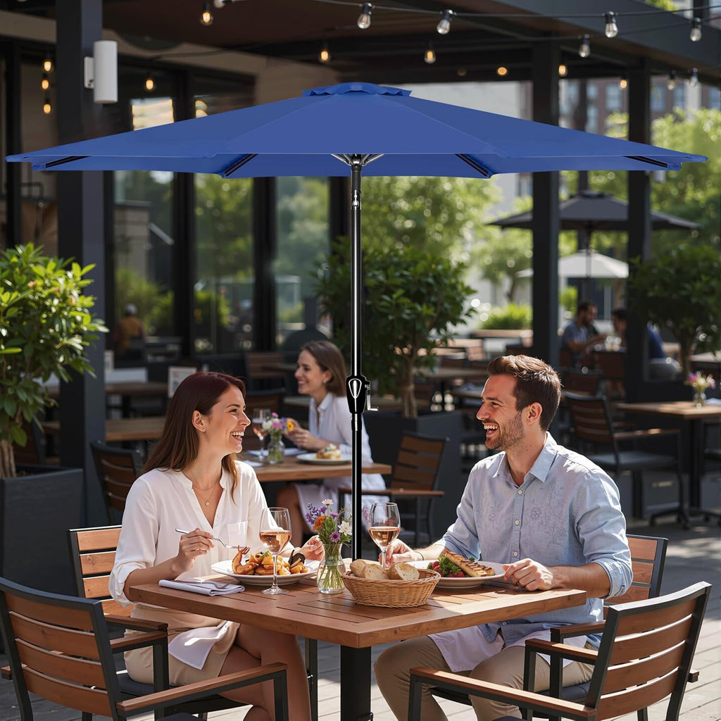 9' Patio Umbrella Outdoor Table Market Yard Umbrella with Push Button Tilt/Crank - Blue