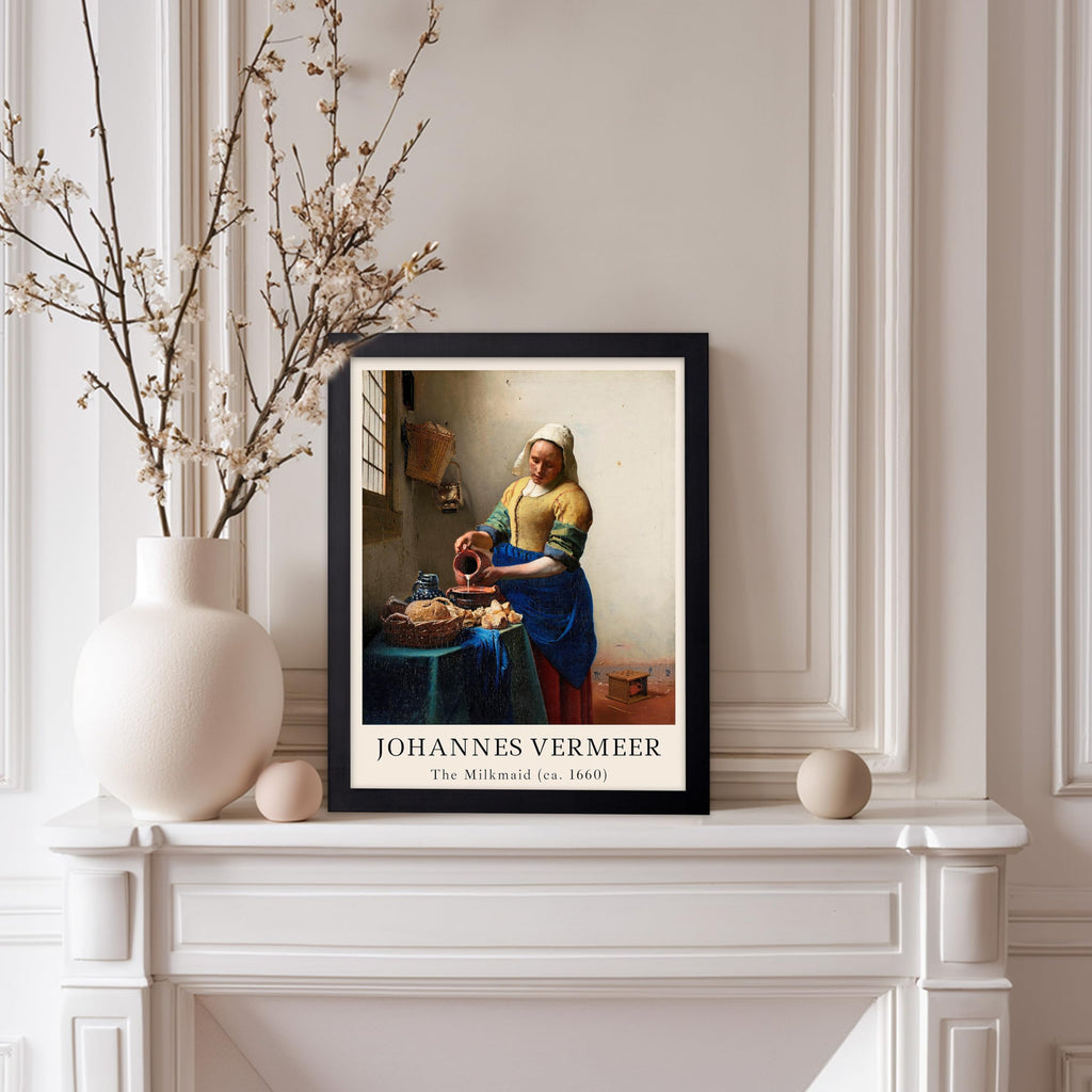 Master Vintage Johannes Vermeer Poster - Retro Milkmaid Painting Print - The Kitchen Maid Art - Baroque Art - Gift