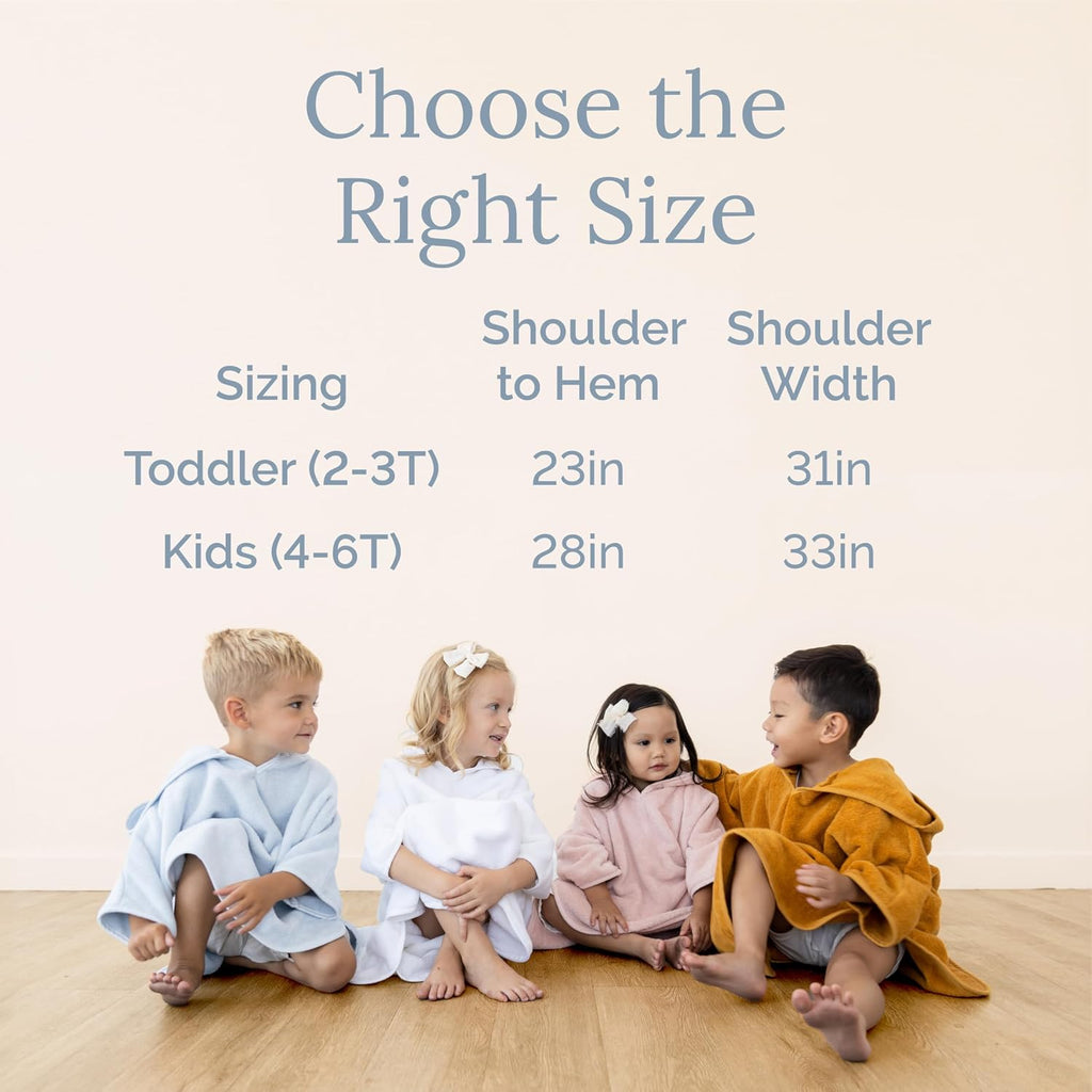 Hooded Towel Poncho - 100% Organic Cotton - Kids & Toddler Beach Towel with Hood - GOTS Certified - Gentle on