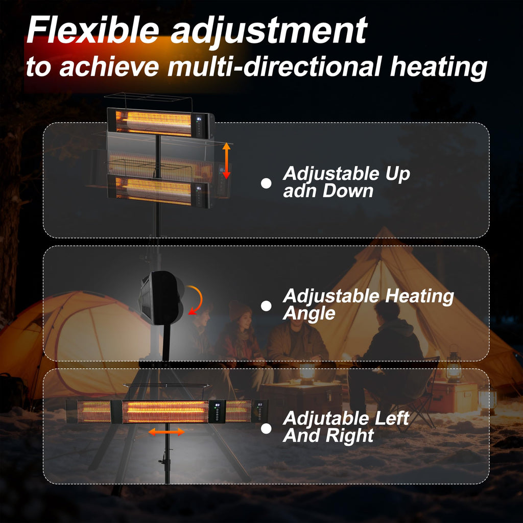 Infrared Patio Heater 1500W Outdoor Heaters Electric Space Heater 3 Heating Modes Outdoor/Indoor Use Heater