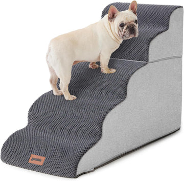Dog Stairs Ramp for High Beds Up to 25", 5 Step Pet Stairs Grey