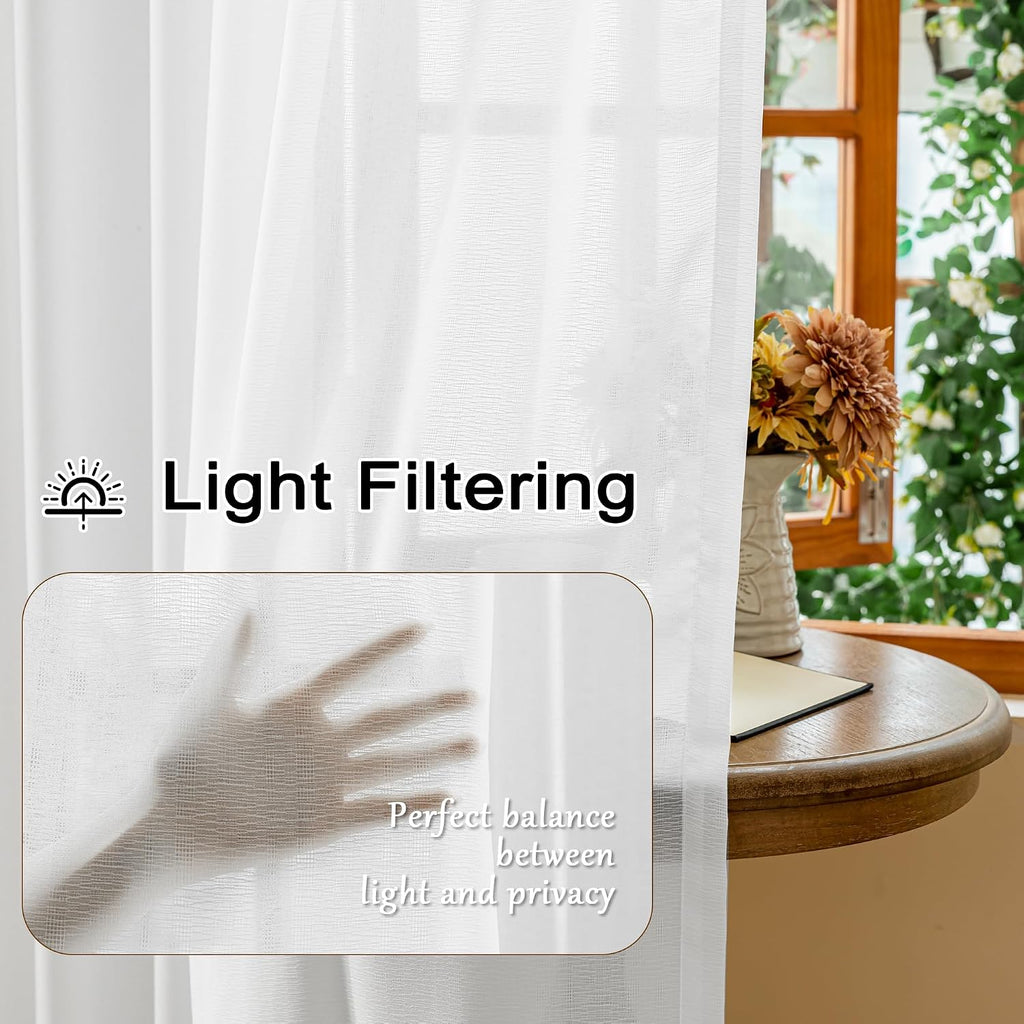 White Pinch Pleat Curtains 144 Inches Long 12ft Tall Extra Long Sheer Curtains for Living Room Soft Touch Light