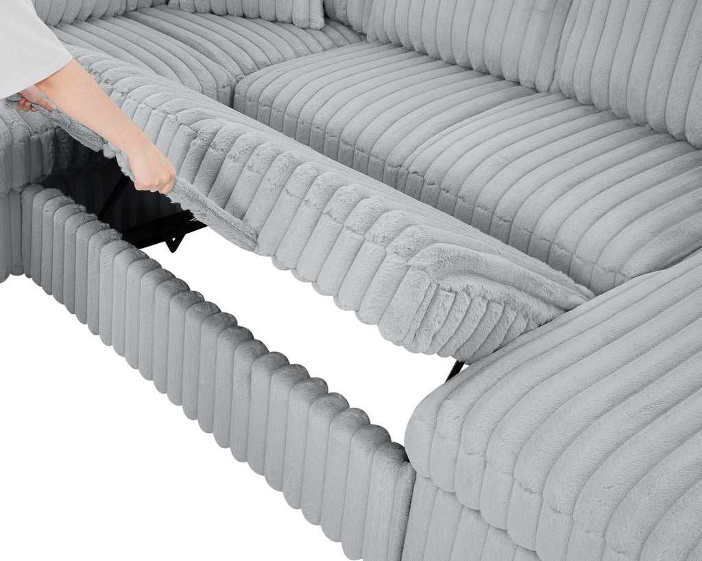 122 Inch Oversized Sectional Sleeper Sofa with PullOut Bed, U Shape