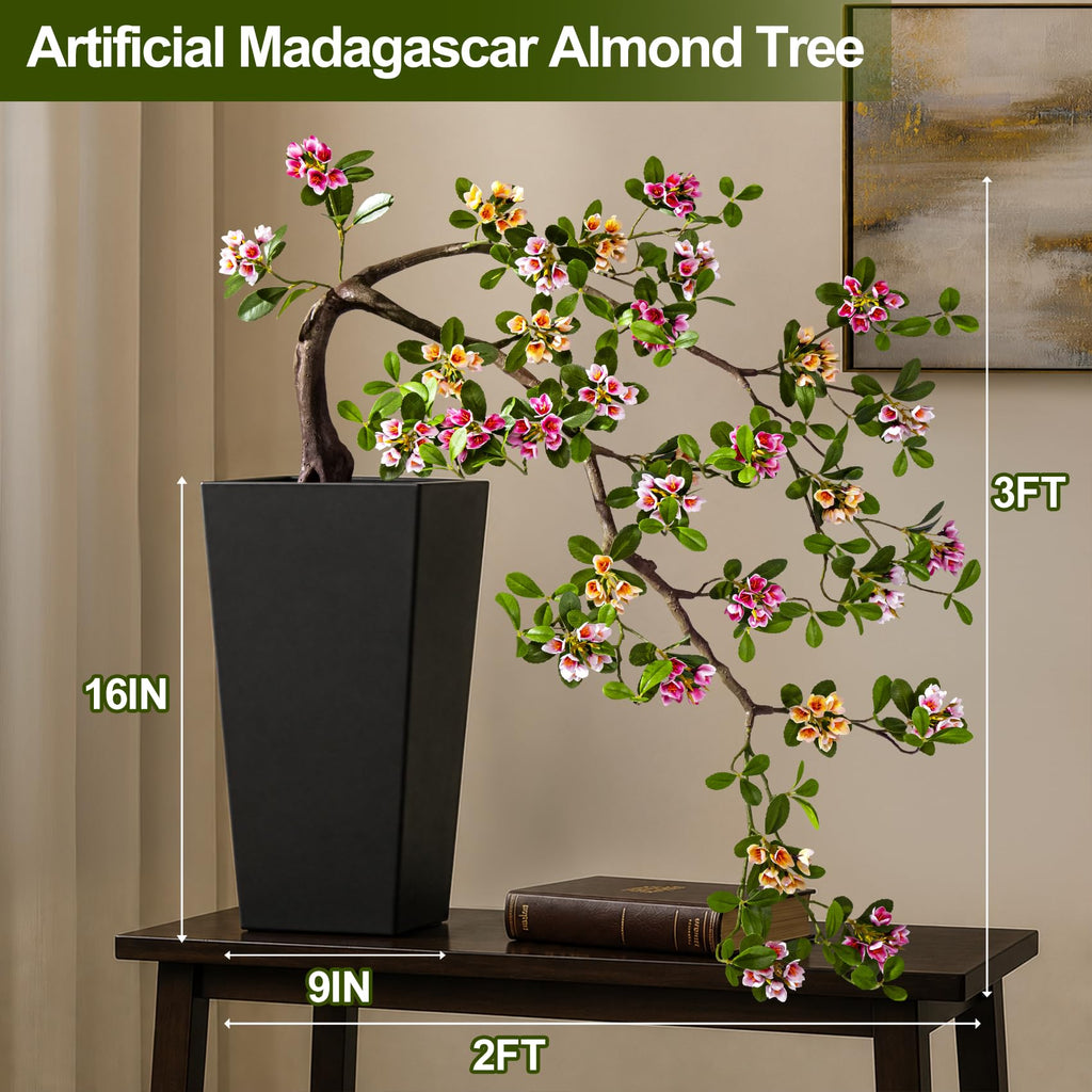 Large Artificial Bonsai Tree 3ft Fake Bonsai Artificial Cherry Blossom Tree Sakura Faux Bonsai Desk Japanese Decor