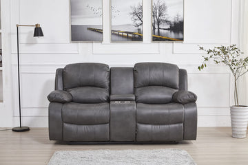 Power Reclining Bonded Leather, Grey, Loveseat
