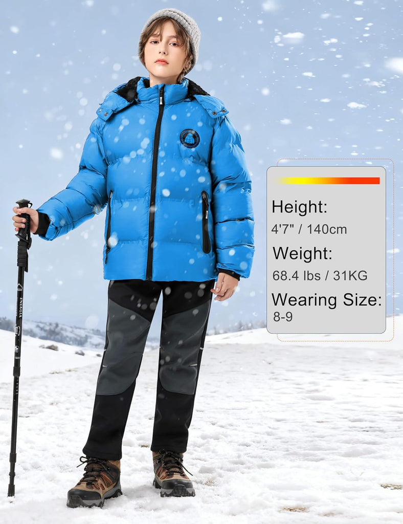 Boys' Winter Coat Kids Puffer Winter Jacket Thick Fleece Lined Warm Hooded Outerwear Coats for Boys Girls