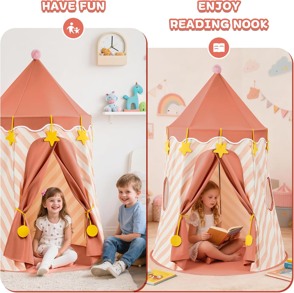 Kids Play Tent, Princess Castle Pop Up Tent Kids with Star and Window, Portable Toddler Play Tent Indoor