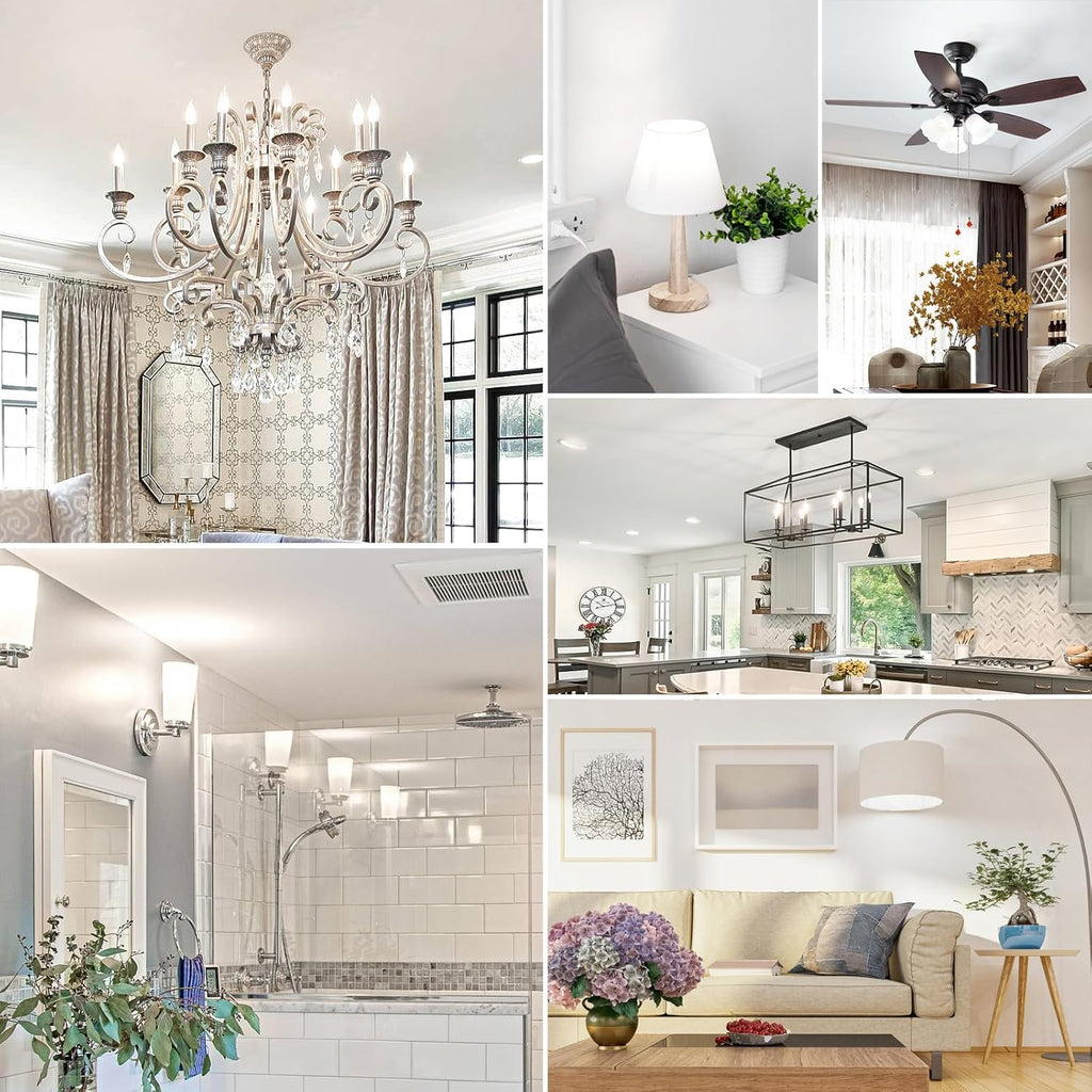 Dimmable E12 Candelabra LED Light Bulbs 40W Equivalent, 5000K Bright Daylight White Chandelier Light Bulbs, 4W 460 LM