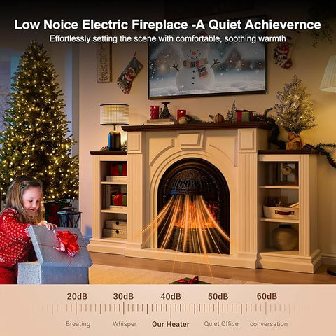 76 Inch Farmhouse Electric Fireplace TV Stand with Mantel, Entertainment Center for TVs up to 90 Inches, Media Console with 30 Inch Fireplace Insert Heater for Living Room or Bedroom