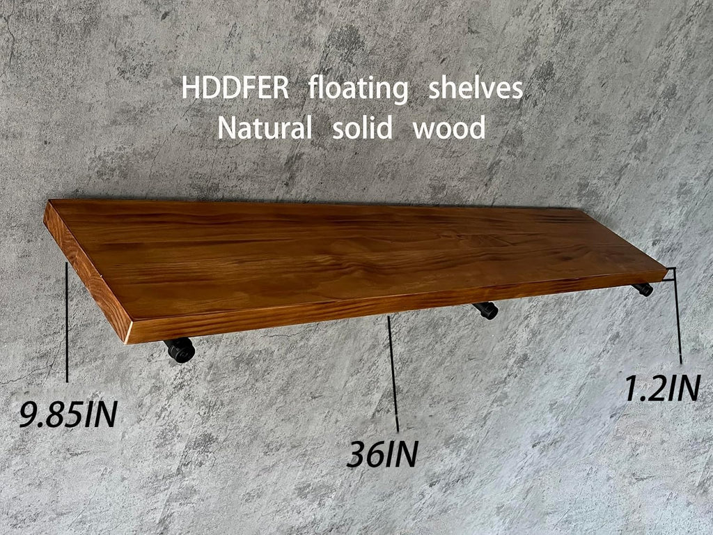 36 inch Industrial Pipe Floating Shelves, Rustic Wood Wall Shelf