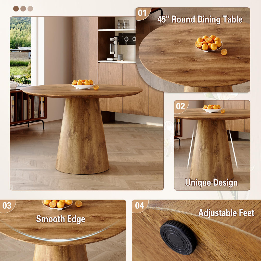 45" Round Dining Table Set for 6, 7-Piece Dining Table Set