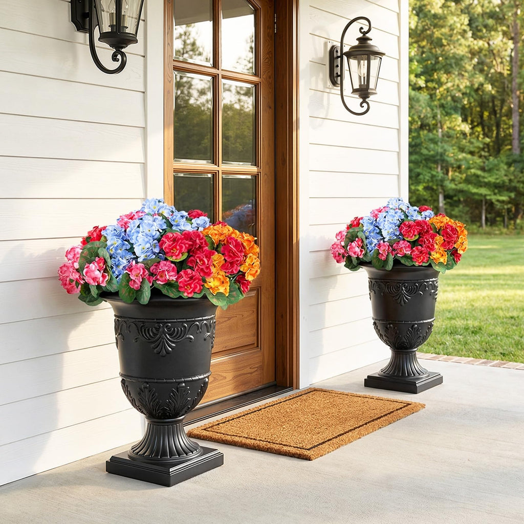 15"x13" Classic Traditional Plastic Urn Planter Set of 2