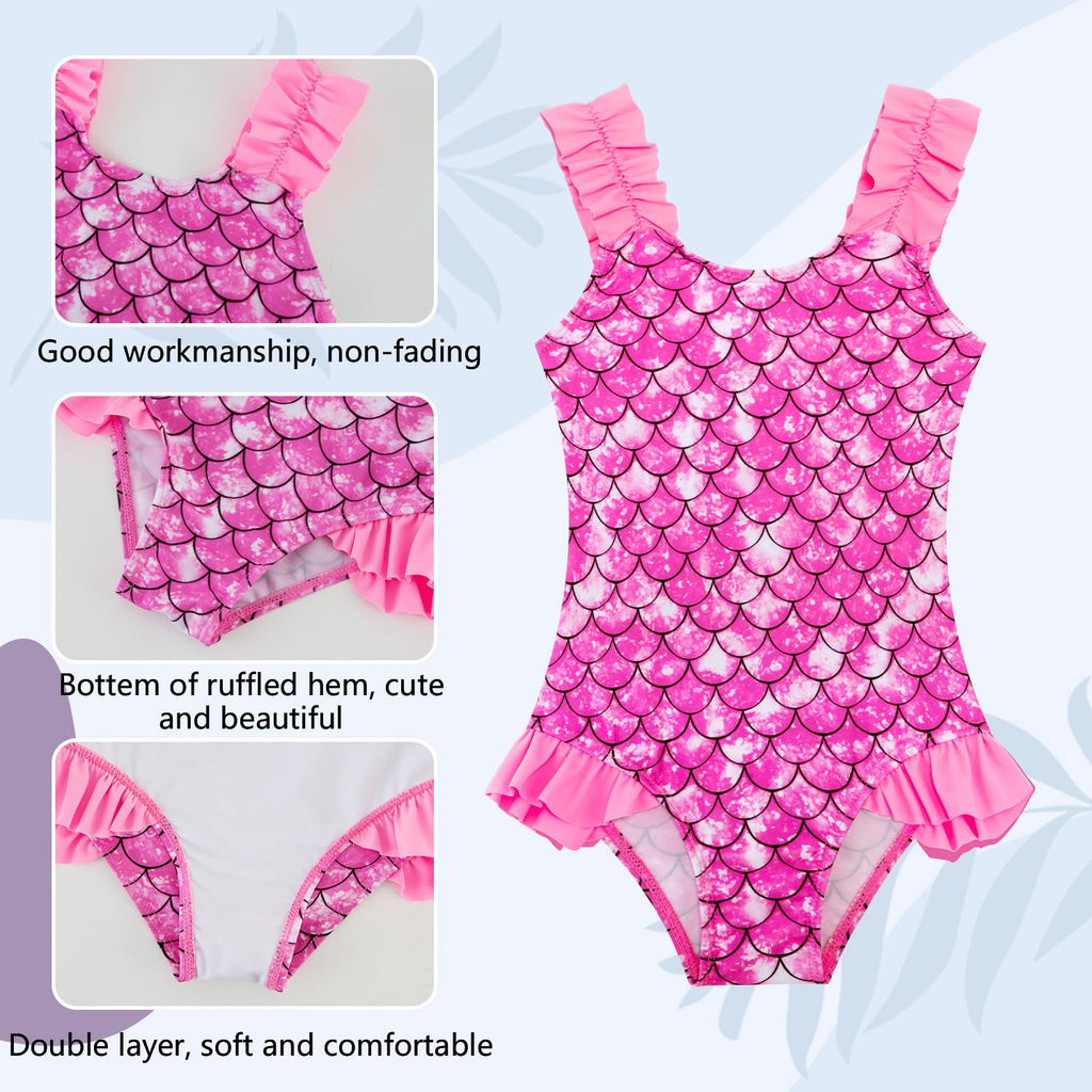 Girls One Piece Swimsuit Ruffled Straps Bathing Suit for Toddler Girl UPF 50+ Swimming Suits Quick Dry Swimwear