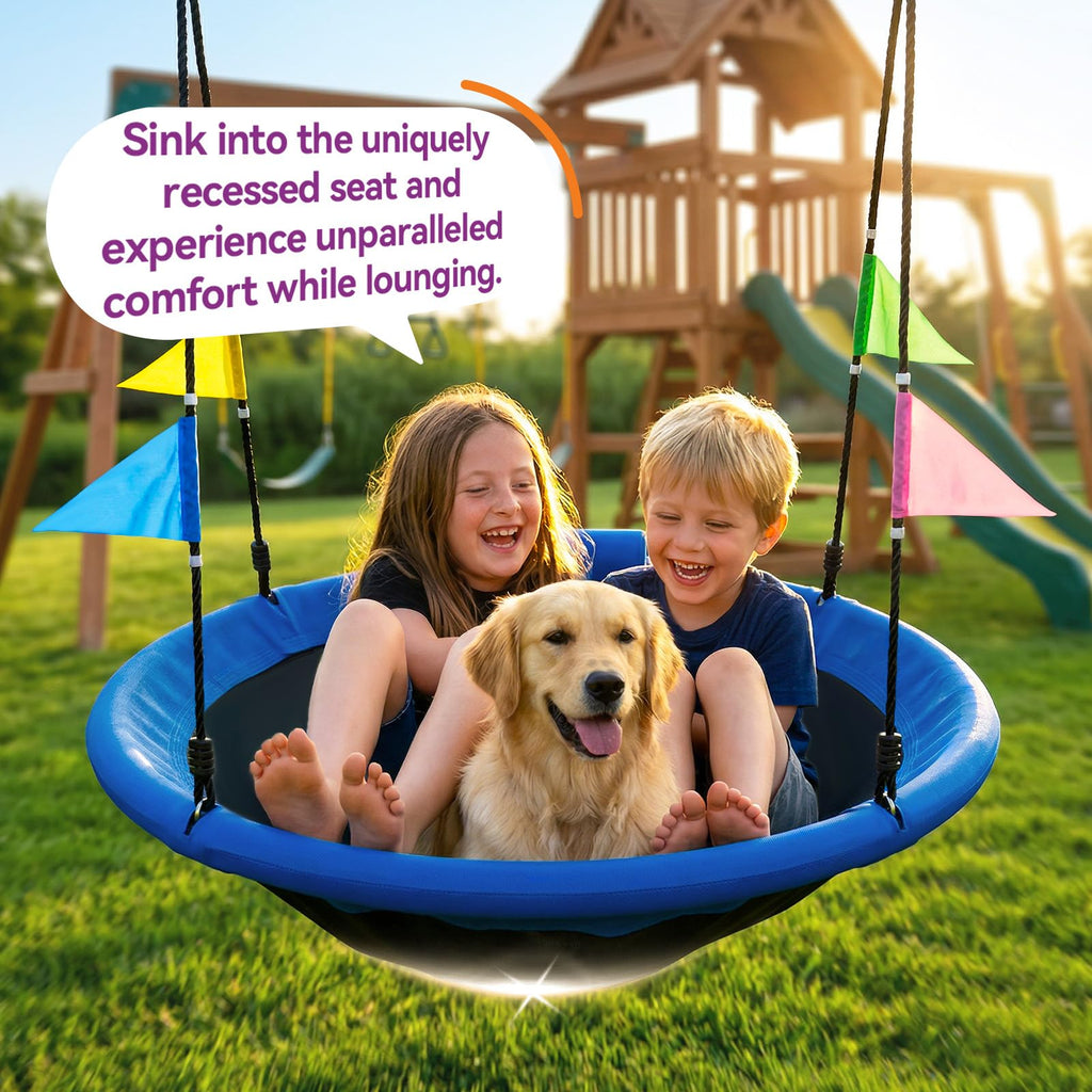 Tree Swing, 48 inch Saucer Swing, Swing for Outdoor Backyard, Blue
