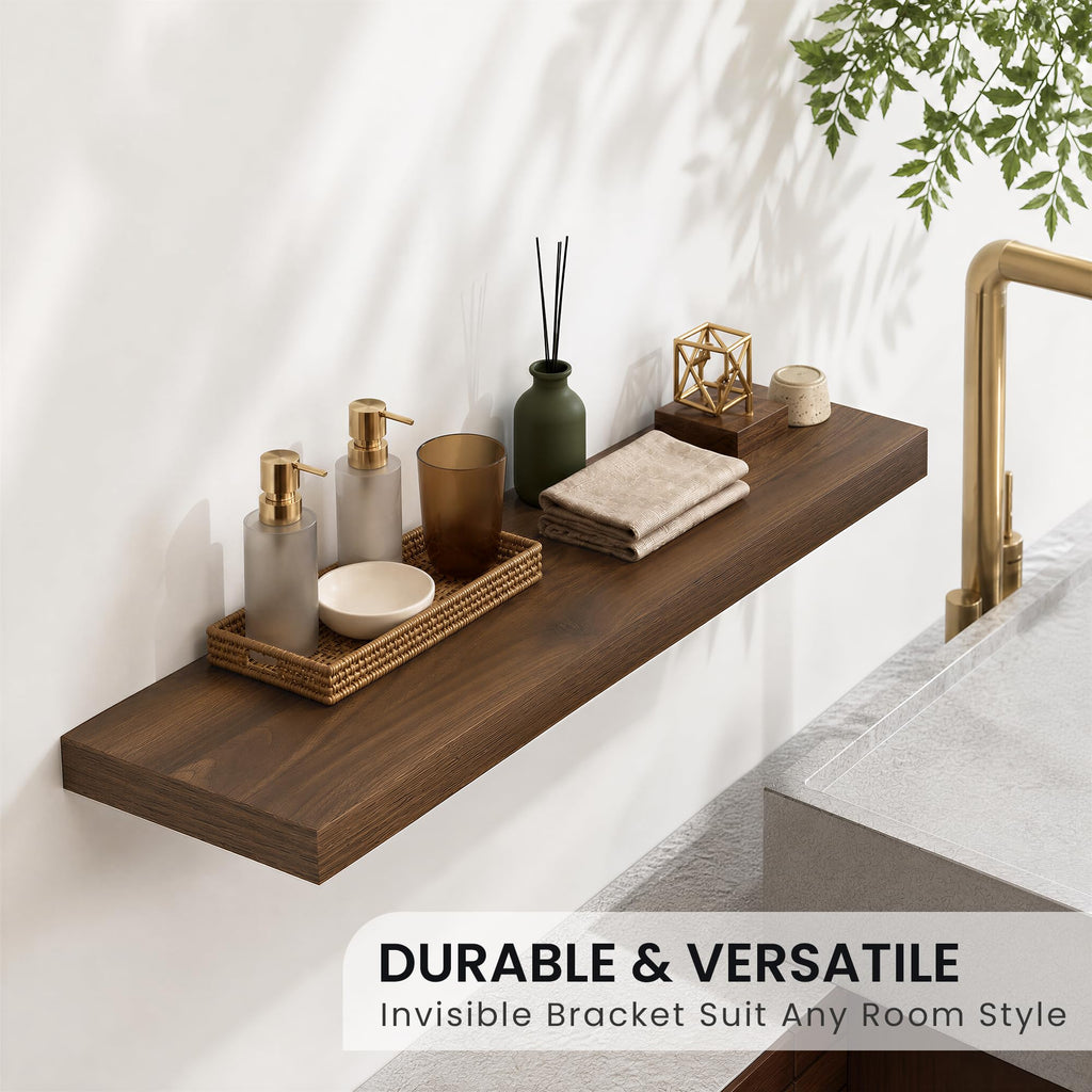 Floating Shelves 39.4" W x 10.3" D Walnut Set of 2