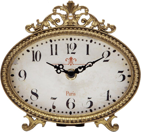 NIKKY HOME Vintage Table Clock, French Turquoise Color Rococo Style Desk Clock Battery Operated Rustic Design