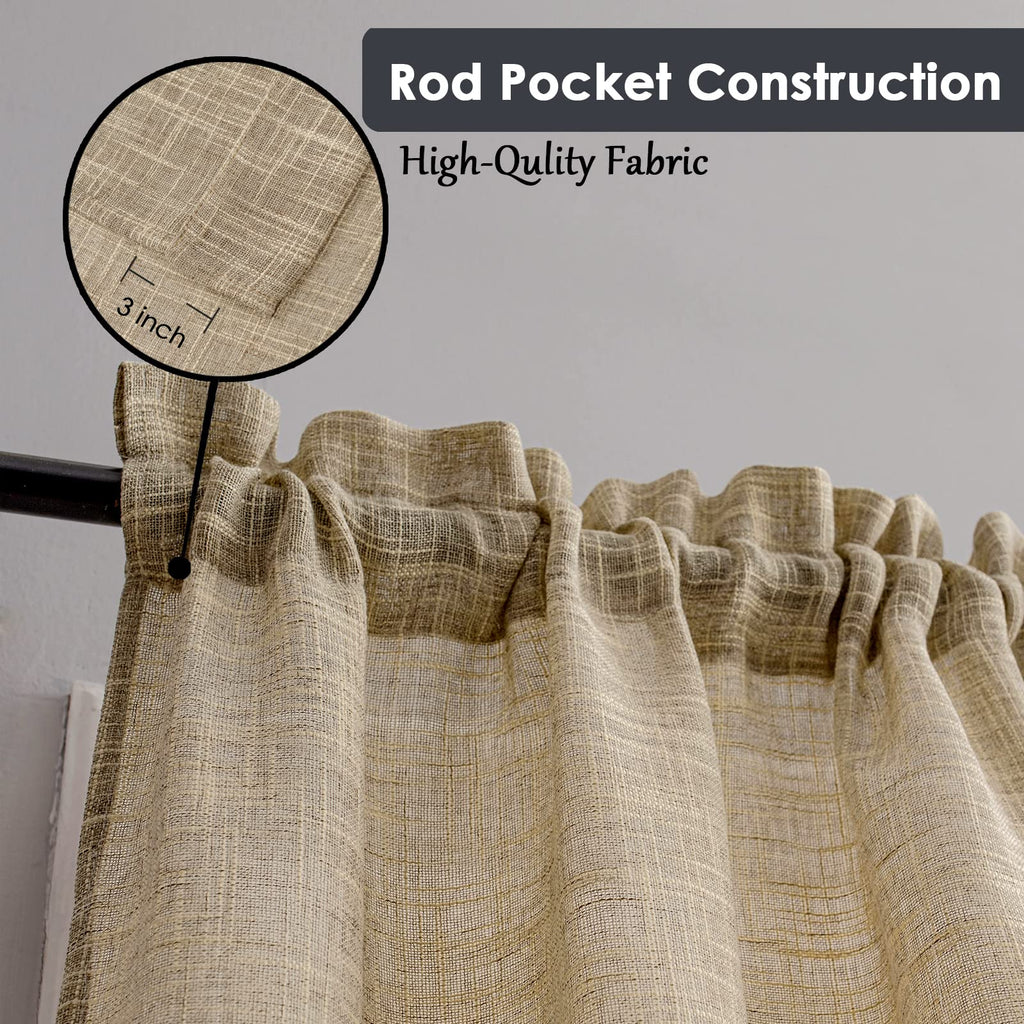 Beda Home Tassel Linen Textured Swag Curtain Valance, Taupe, 36 x 63 in