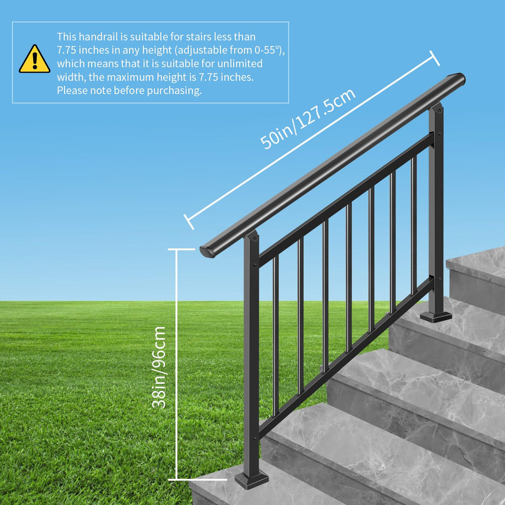 Adjustable Hand Rails for Outdoor Steps, 4‐Step Stair Railing Kit