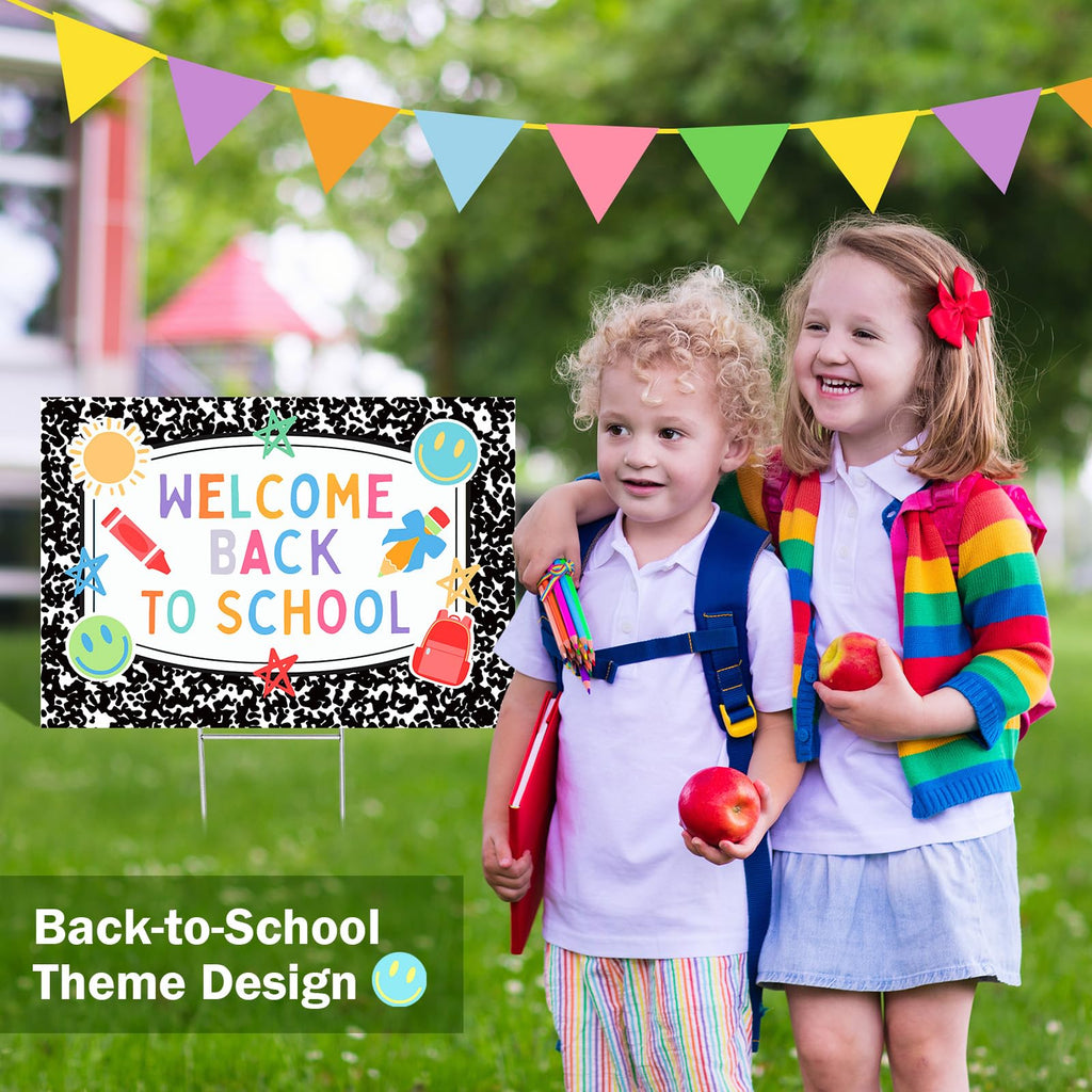 Back to School Yard Sign 31.5×22 Inch Large Welcome Back to School Lawn Sign with Stakes First Day of School Party