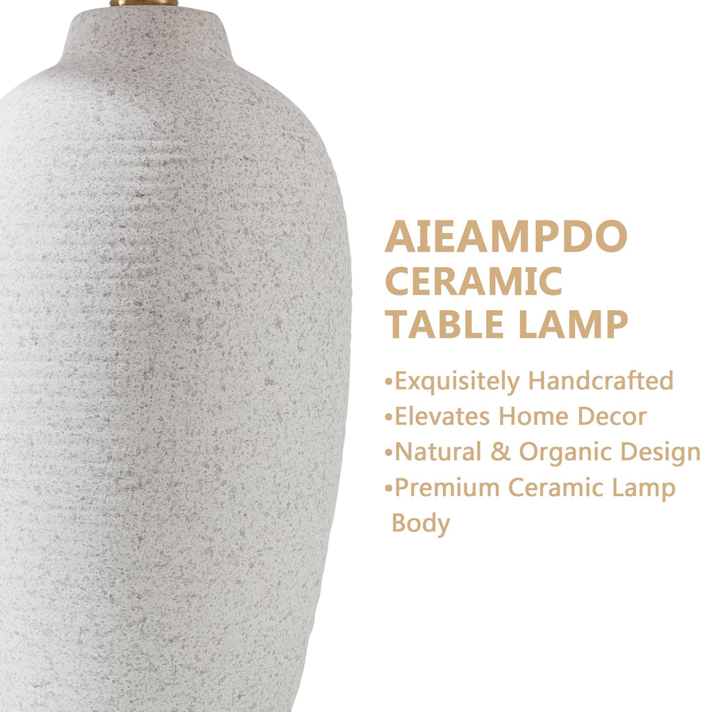 25" Modern Traditional Ceramic Table Lamp with Gray Spots