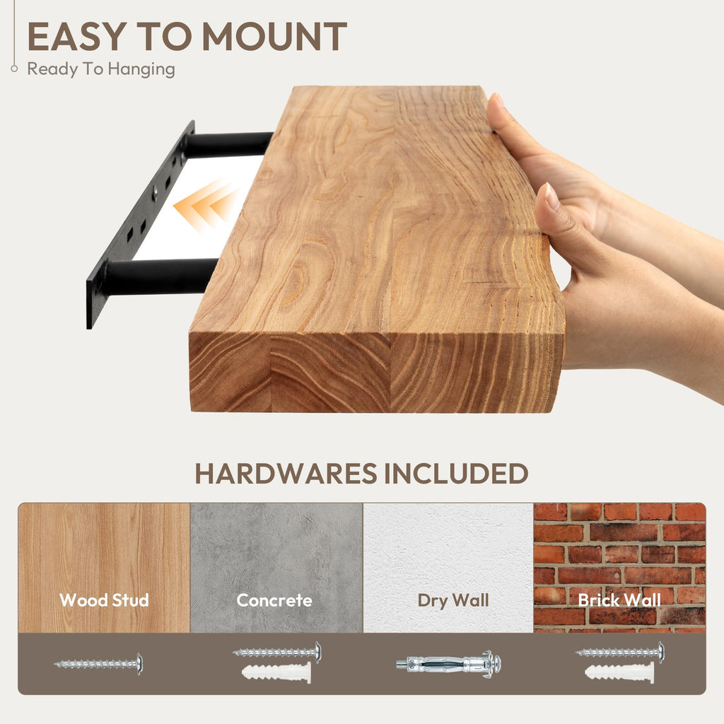 36in Wood Floating Shelves for Wall Mounted, 2Pack|Natural