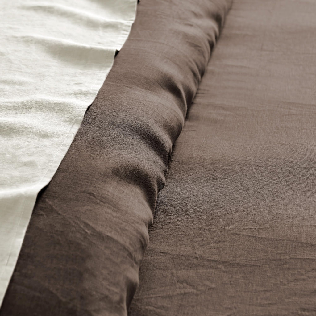 100% French Flax Linen - Duvet Cover - French Flax Washed Linen - Cocoa - Duvet Cover Size (106x94in.)