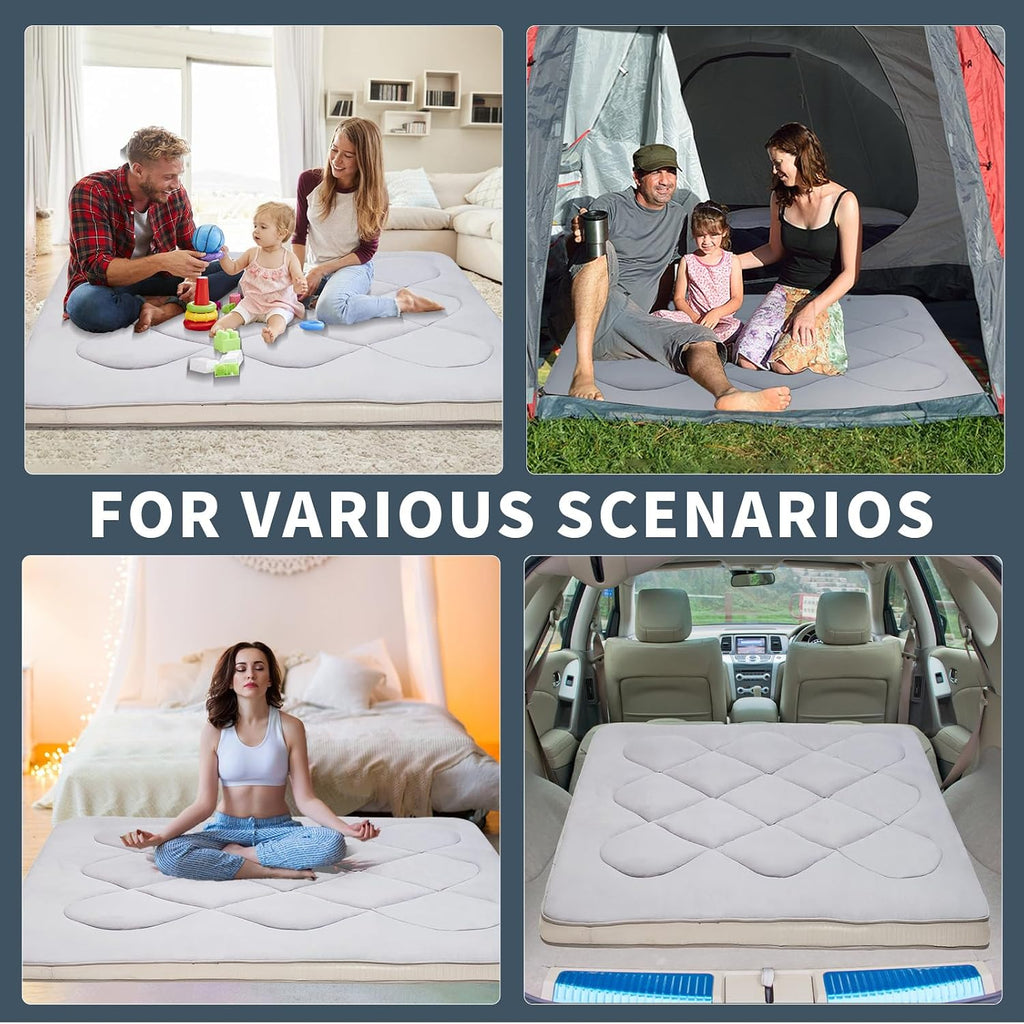 Japanese Futon Floor Mattress - Foldable Tatami Mat, Portable Dormitory Sleeping Pad, Fold-Up Floor Lounger Bed for