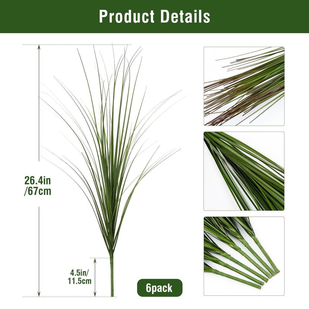 6 Stems Artificial Wheat Grass Greenery Fake Plants, Fake Grass Artificial Plants for Outdoor Decor Realistic