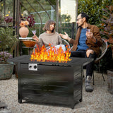 Fire Pit Propane Gas FirePit Table 43" Outdoor Fire Pit Rectangular Tabletop with Lid, Rain Cover, for Outside Garden Backyard Deck Patio - Image 4