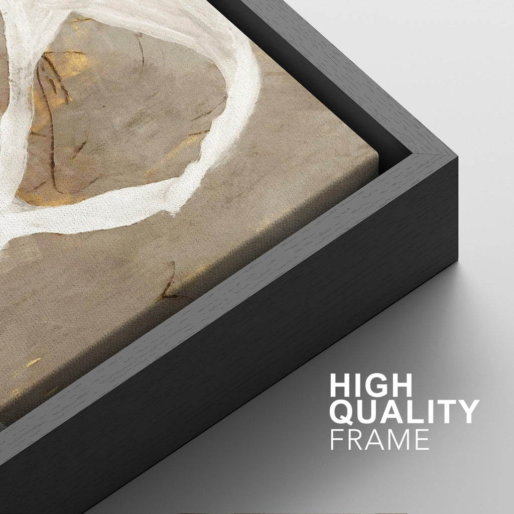 Framed Canvas Print Wall Art Set Abstract White and Beige Brushstrokes on Neutral Illustrations Modern Art Decorative