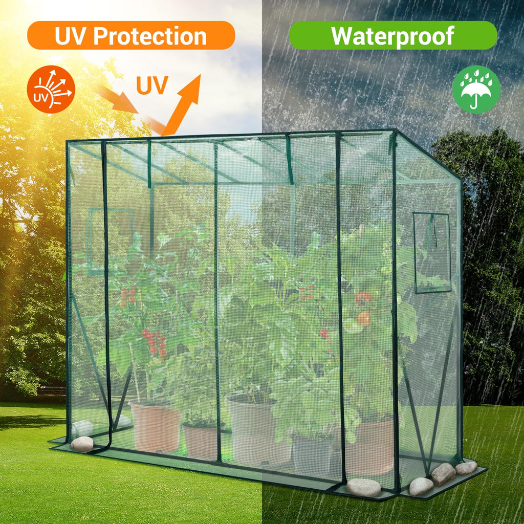 Lean to Greenhouse for Outdoors: Portable Tomato Green House Heavy Duty with Roll-Up Zippered Door, Tall Plastic