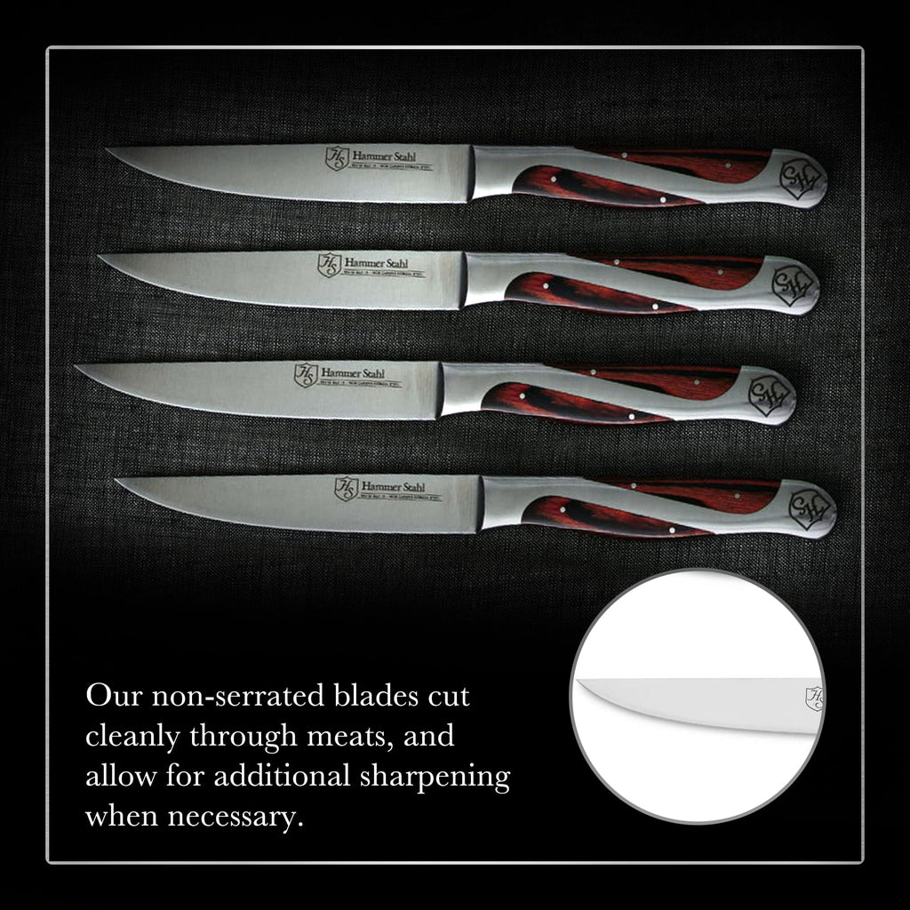 Stahl Steak Knives Set Of 4 | High Carbon German Steel Kitchen Knife Set | Stainless Steel Knife Set With Ergonomic