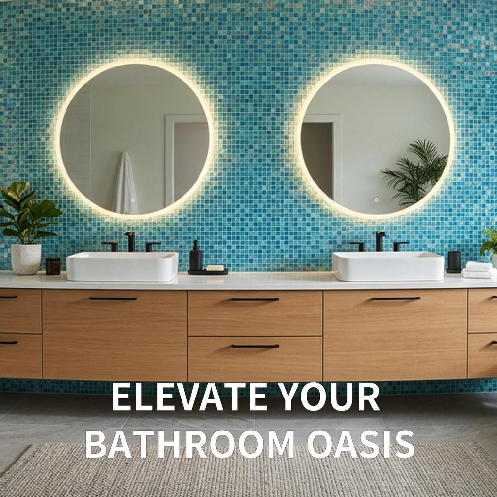 Light Blue Glass Mosaic Tiles, 6mm Ocean Gradient Backsplash, 15 Sheets