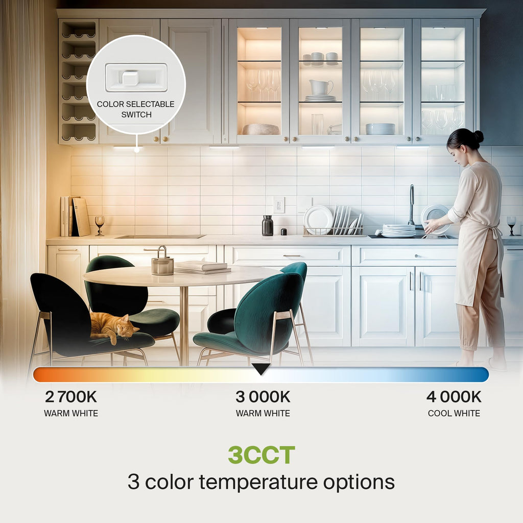 LED Under Cabinet Lighting, 9 Inch 3W, Plug in or Hardwired