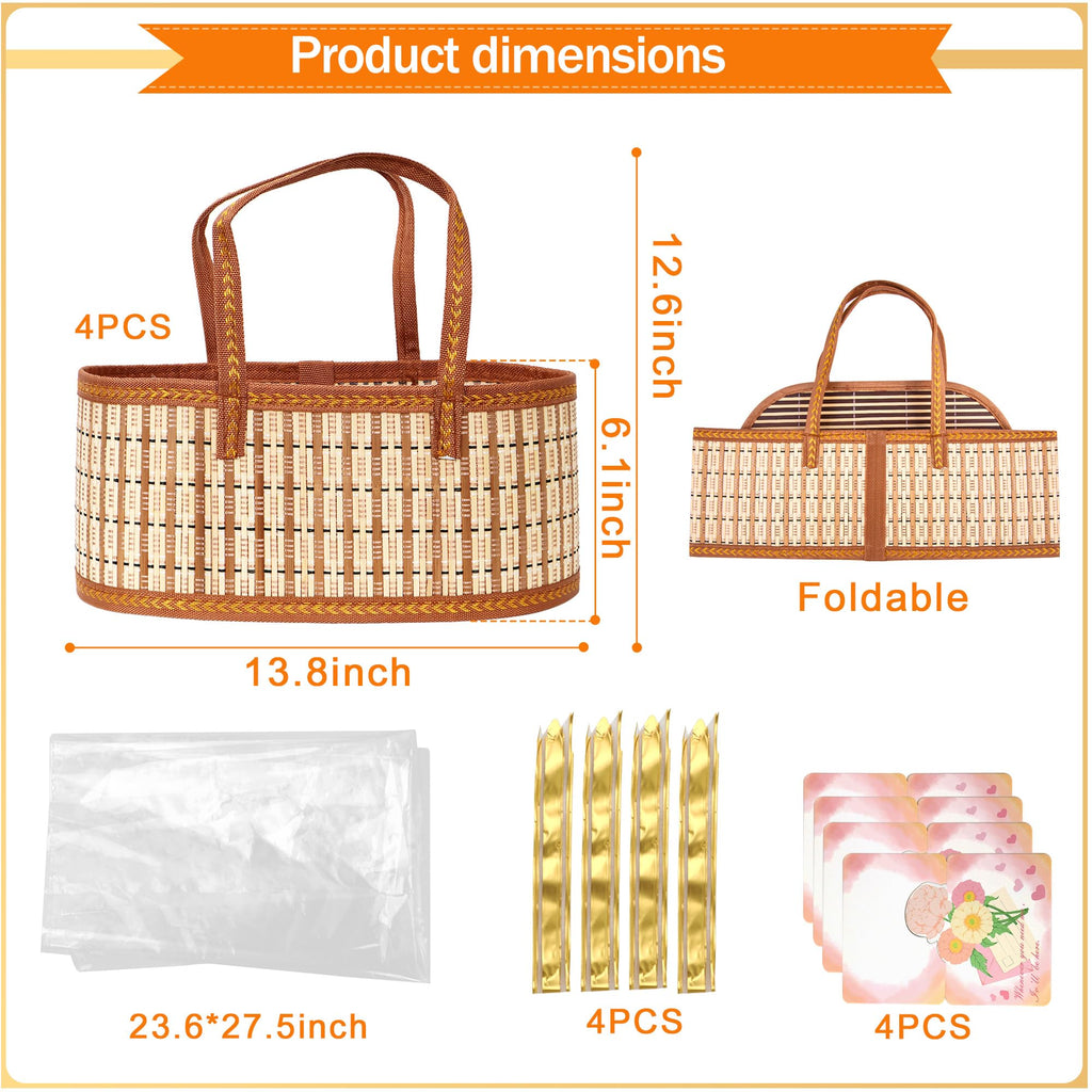 Bamboo Baskets for Gifts Empty, Large Woven Gift Basket Empty