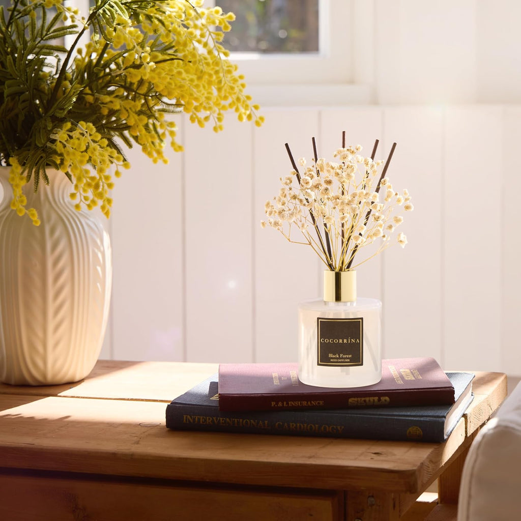 Reed Diffuser Sets, 6.7 fl oz. Black Forest Diffuser with Sticks Home Fragrance Reed Diffuser Shelf Decor