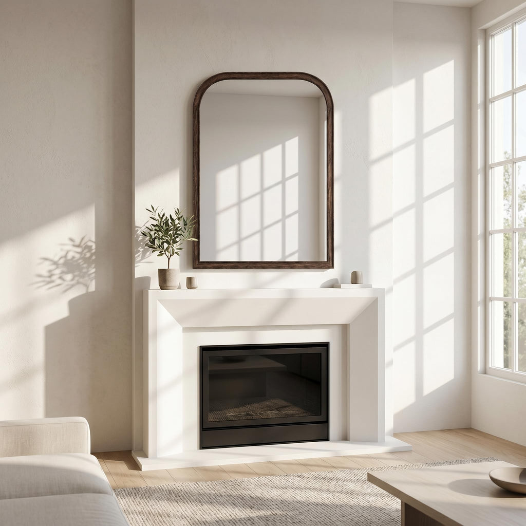 30"x40" Solid Wood Bathroom Mirror Tempered Glass for Wall Mounted, Rustic Wood Frame Wall Mirror Decorative Bedroom