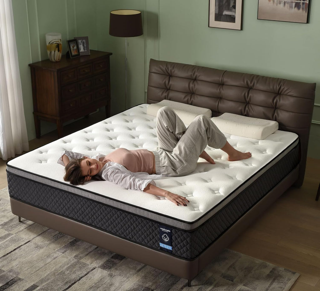 King Size Mattress, 10 Inch Hybrid Mattress in a Box, Gel Memory Foam with Individually Wrapped Pocket Springs