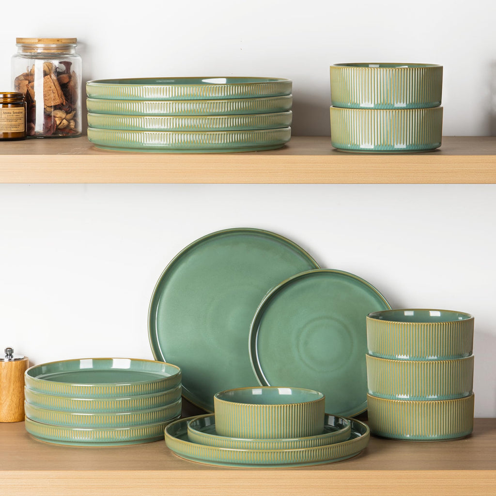 Dinnerware sets for 4, 12 Piece Stoneware Plates and Bowls sets
