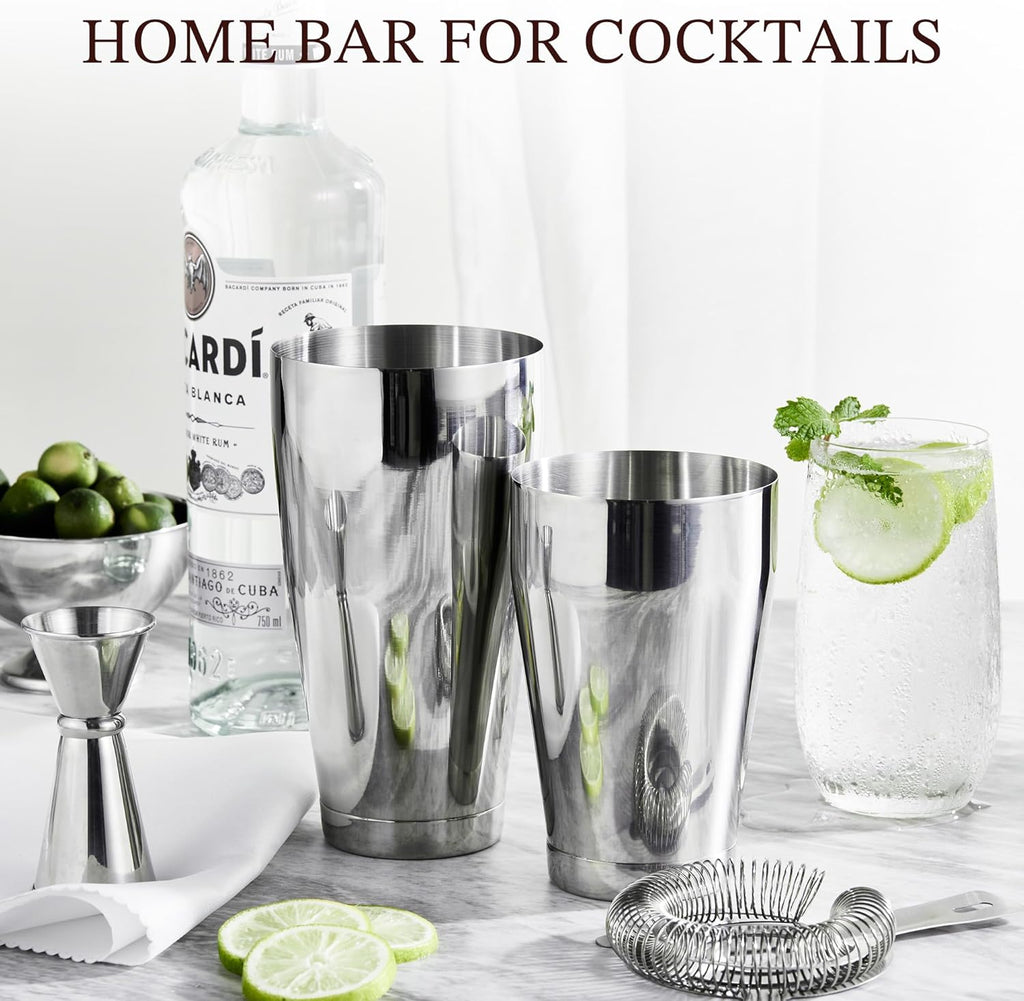 Cocktail Shaker Set, 2-Piece Boston Shaker Set for Drink Mixing, Premium 18/8 Stainless Steel Martini Shaker for