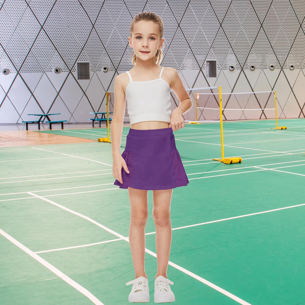 Girls Tennis Skirt Skorts for Girls High Waisted Athletic Pleated Skirts with Shorts for Golf Pickleball Running