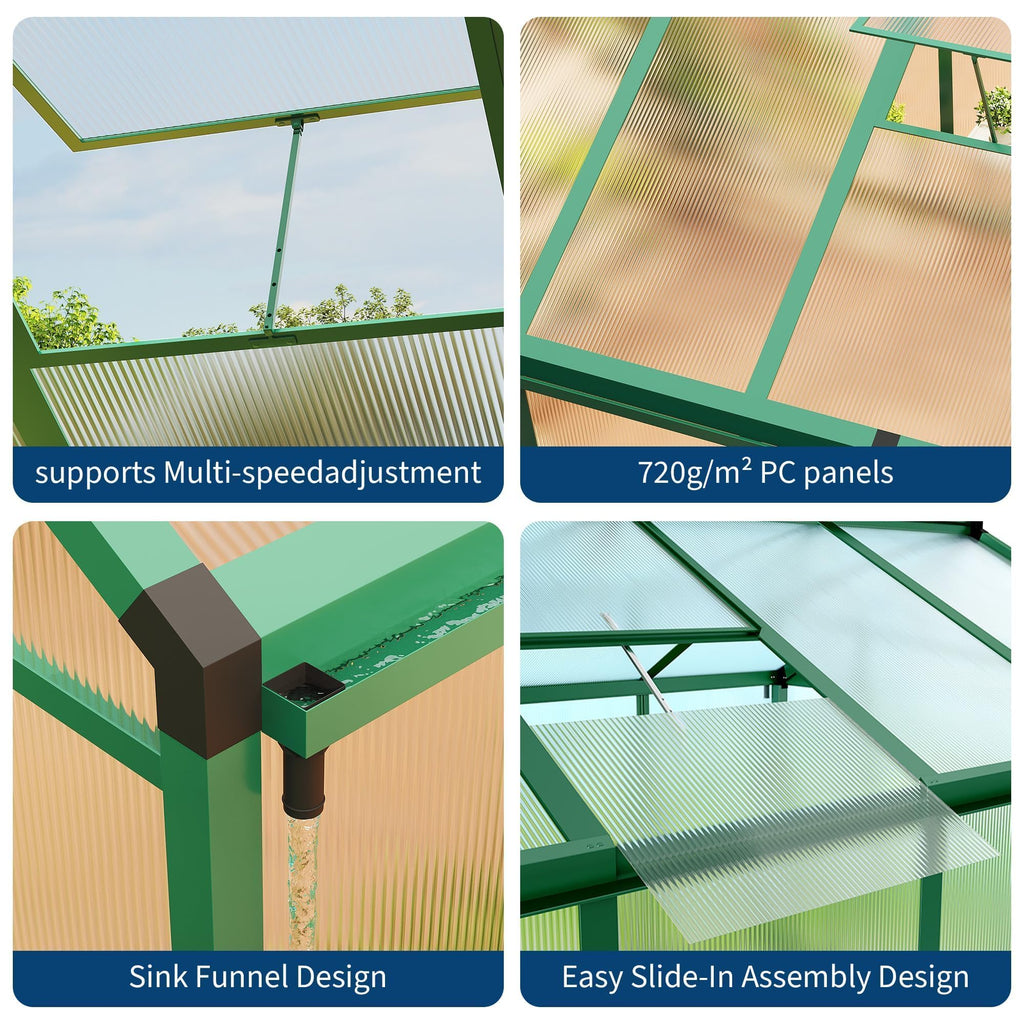 Greenhouse, 8x12 FT Greenhouse for Outdoors, Walk-in Green House with Ground Nails and Vent Windows, Sliding Lockable