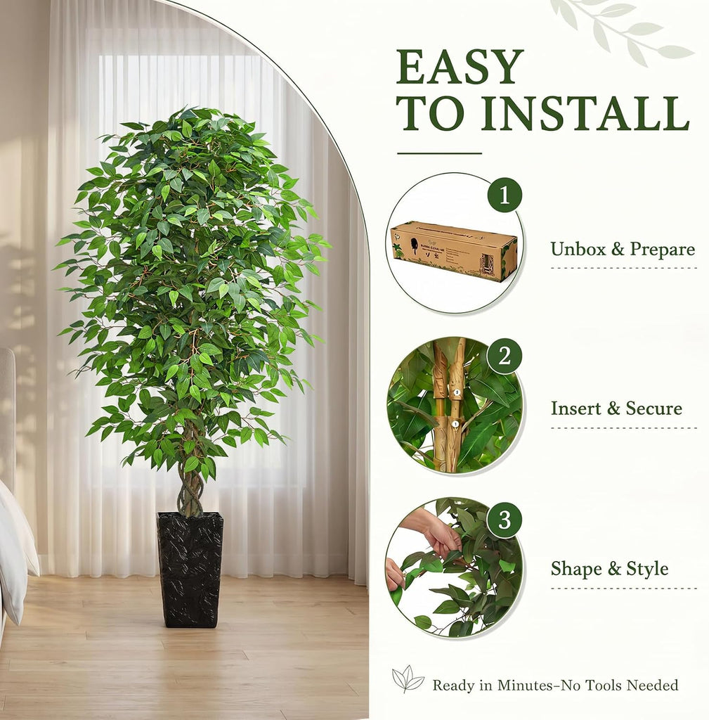 6FT Artificial Ficus Tree, Tall Fake Tree
