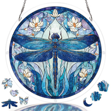Acrylic Suncatcher Puzzle, Moonlit Dragonfly-7.4 in