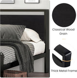 14 Inch Full Metal Platform Bed Frame with Wooden Headboard and Footboard, Mattress Foundation, No Box Spring Needed