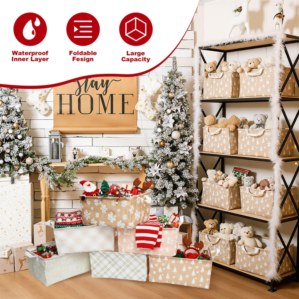 6 Pack Large Christmas Storage Baskets, Farmhouse