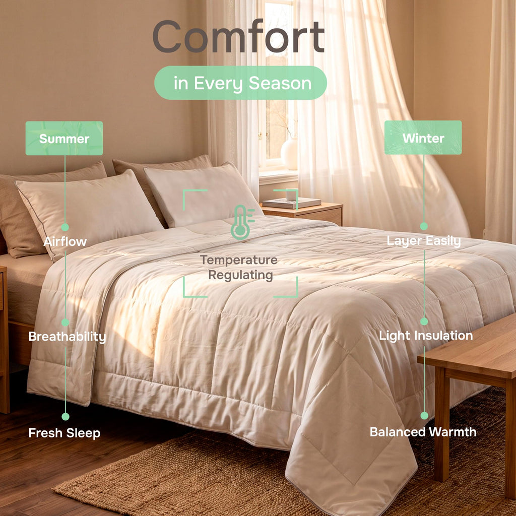 Cooling Comforter, Queen, Viscose from Bamboo, Lightweight, Hot Sleepers
