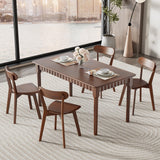 59 Inch Solid Wood Dining Table for 4-6, Farmhouse Kitchen Table with Large Tabletop, Mid Century Modern Table for
