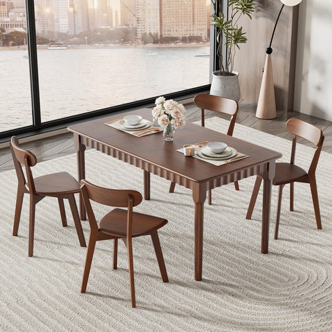 59 Inch Solid Wood Dining Table for 4-6, Farmhouse Kitchen Table with Large Tabletop, Mid Century Modern Table for