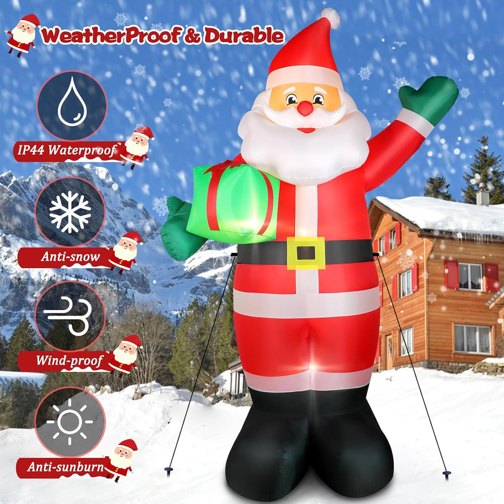 10 FT Christmas Inflatable Santa Claus Outdoor Decoration with Gift Box